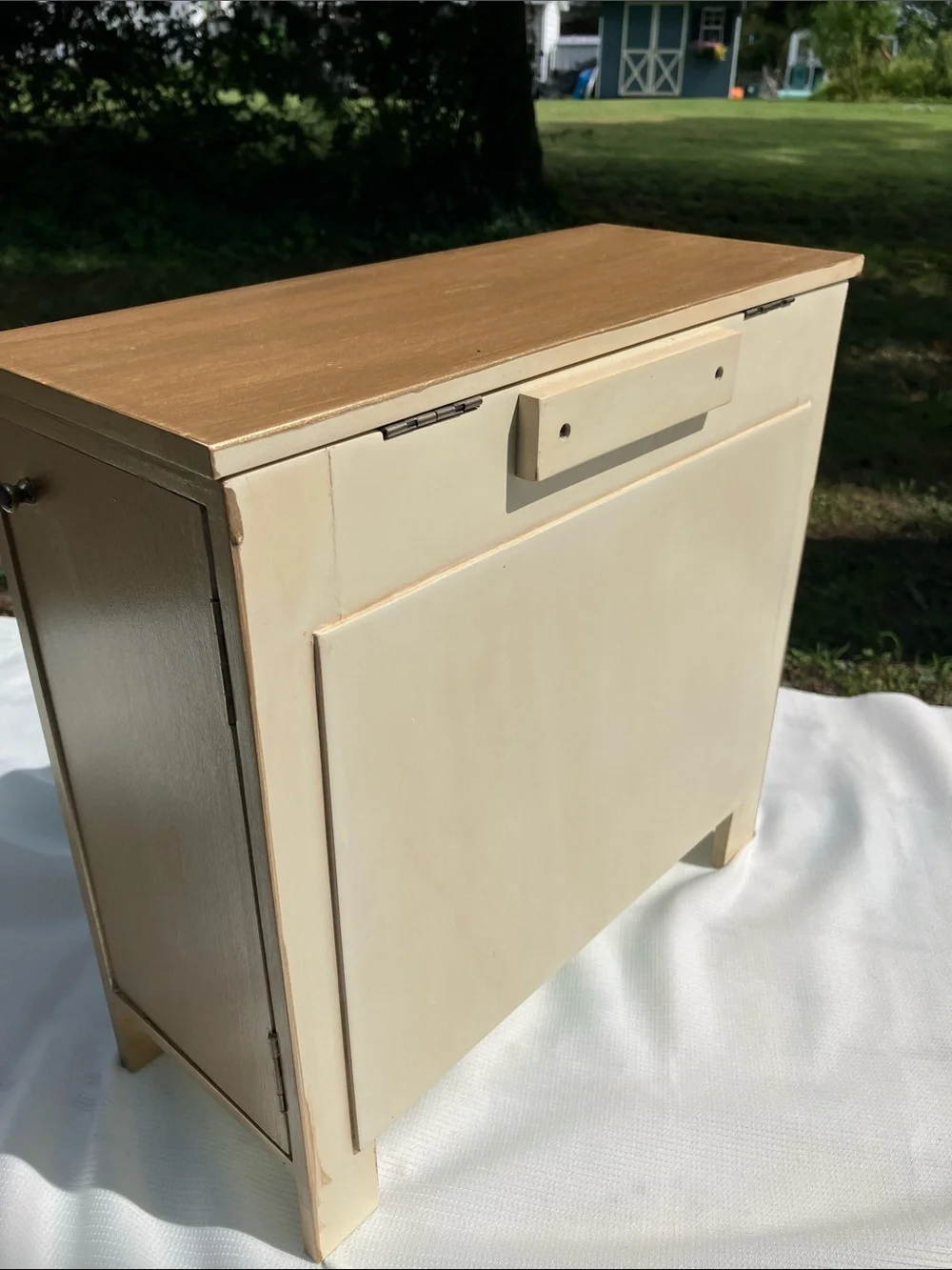 Beautiful Solid Wood Jewelry Organizer in Gold Stained/Painted